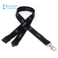 Hot sale promotional custom imprinted ribbon polyester double clip cheap screen logo printing on lanyards with buckle adjustable